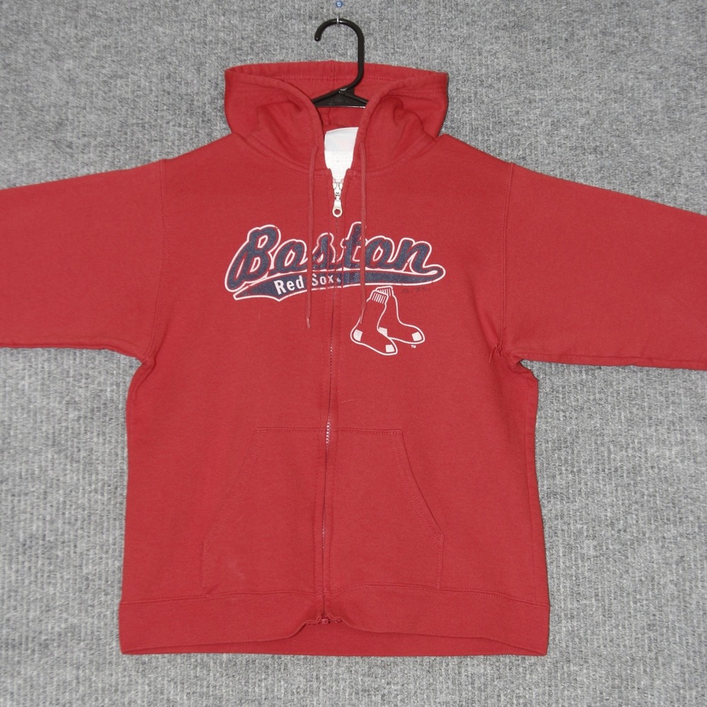 Boston Red Sox Majestic Hoodie Boys M Red Zip Up Youth Baseball‎ Sports Apparel
